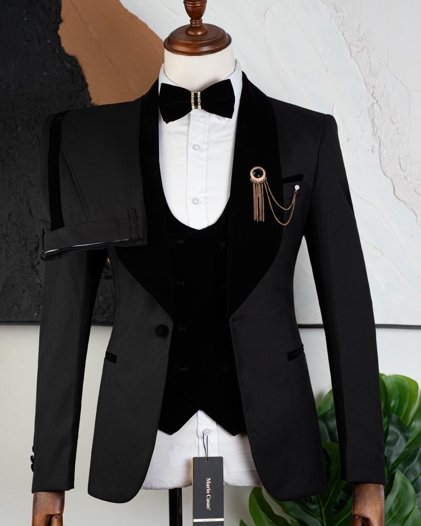 Classic Black Velvet Lapel Tuxedo